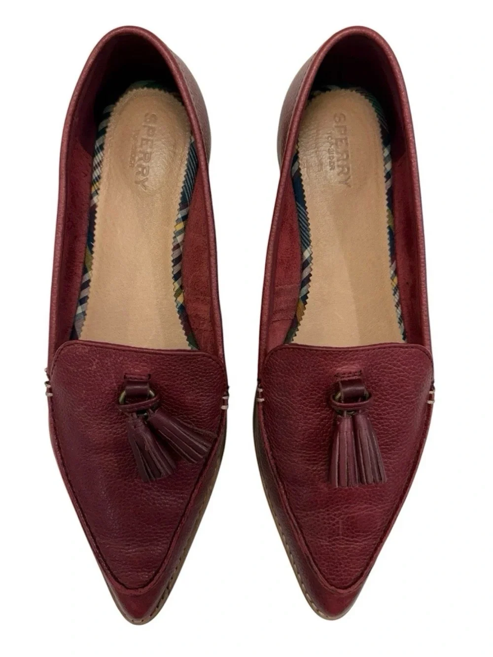 Sperry Saybrook Tassel Loafers Burgundy Leather Pointed Toe EUC Size 11